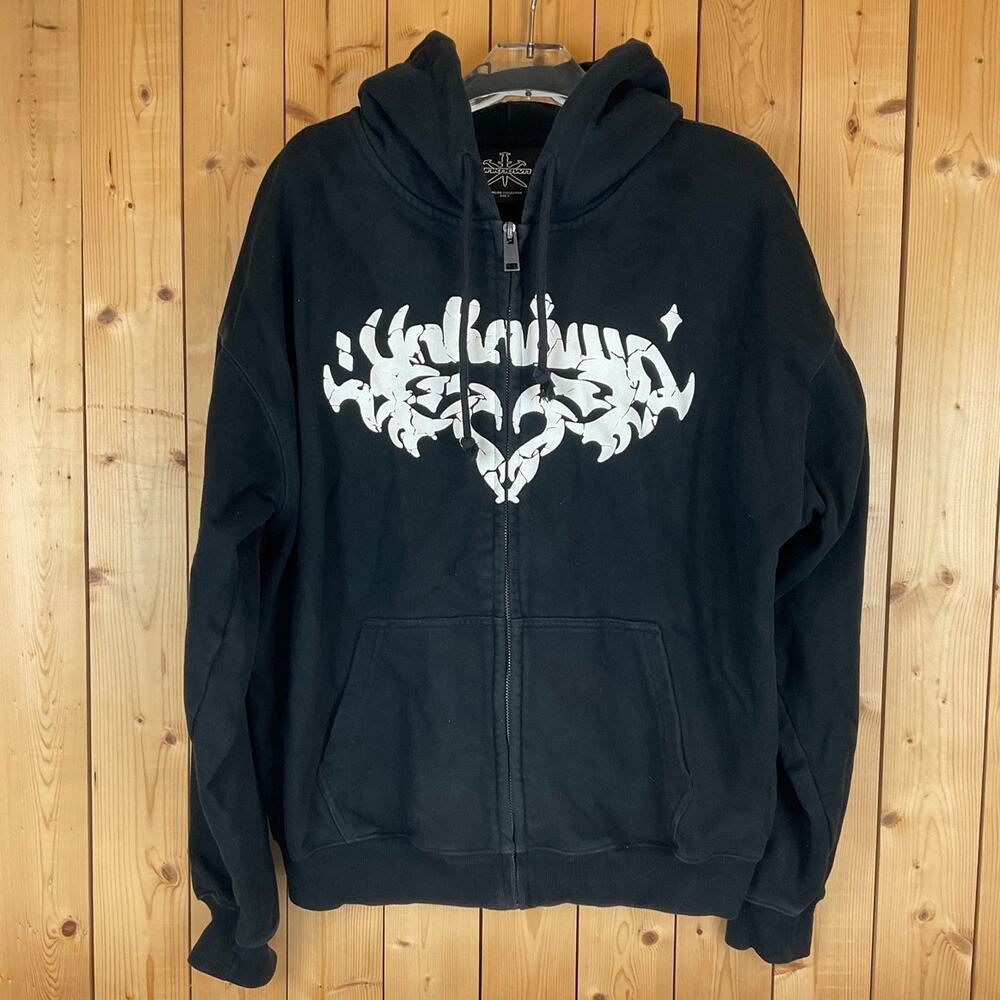Unknown Women's Tribal Heart Logo-Print Full-Zip Hoodie, Black - Size S